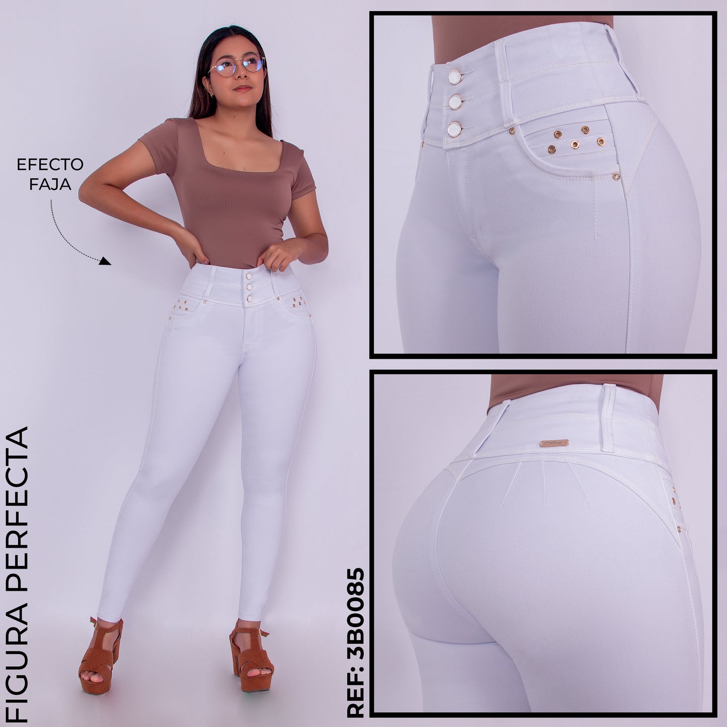 3 Botones blanco ojaletes